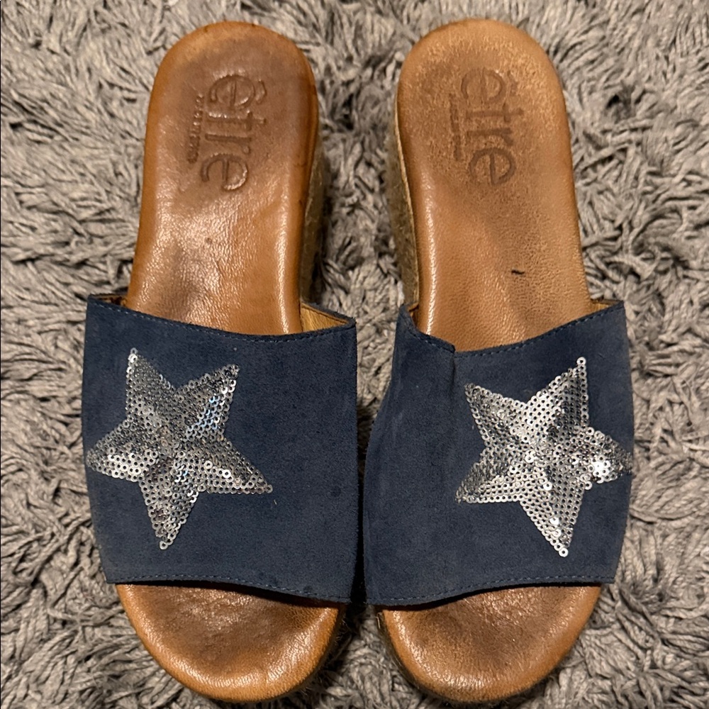 Navy Star Slide Sandals